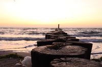 Holzbuhne Strand Herbst